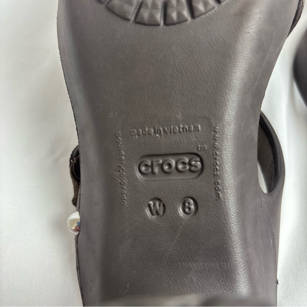 Crocs Sandals Heels Womens 8 Cyprus IV Brown Chunky Slide Slip-On Shoes Comfort - Picture 11 of 11